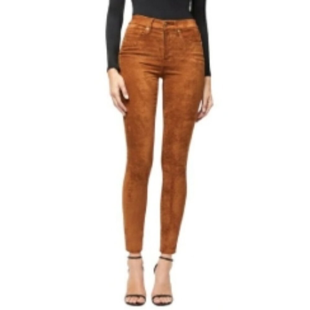 Good American Good Waist Faux Suede Jeans Tobacco 0/25 NWT